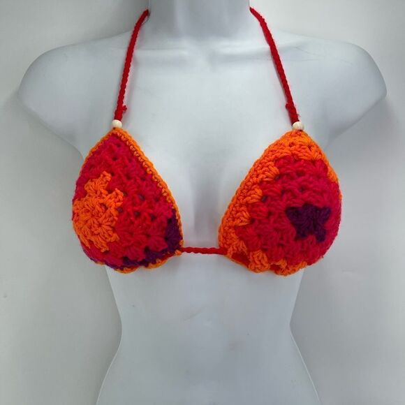 Handmade Napper brand granny square string bikini top halter adjustable any size - Picture 8 of 13